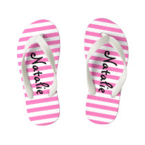 Cute Pink and White Stripe Personalized Kid's Flip Flops Cute Pink and White Stripe Personalized Kid's Flip Flops