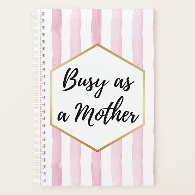 Cute Pink and White Striped Planner (Front)