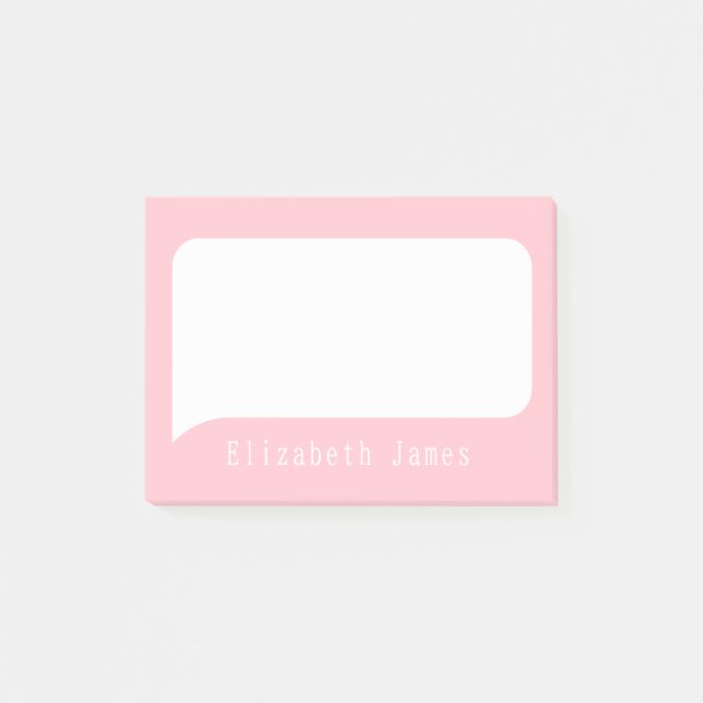Cute Pink and White Talk Bubble Personalized  Post-it Notes (Front)