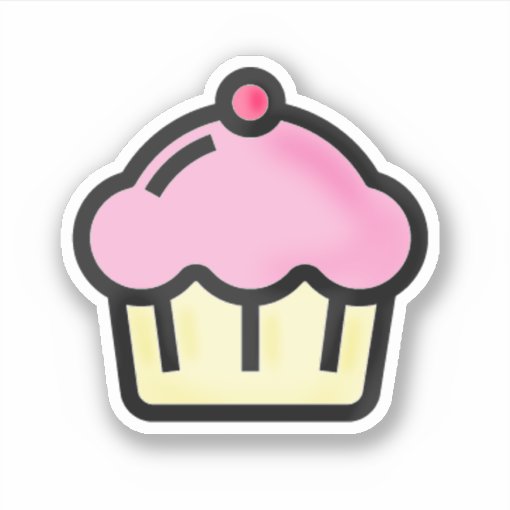 Cute Pink and Yellow Cupcake Sticker | Zazzle
