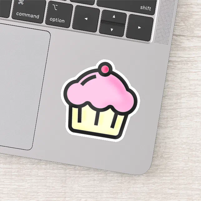 Cute Pink and Yellow Cupcake Sticker | Zazzle