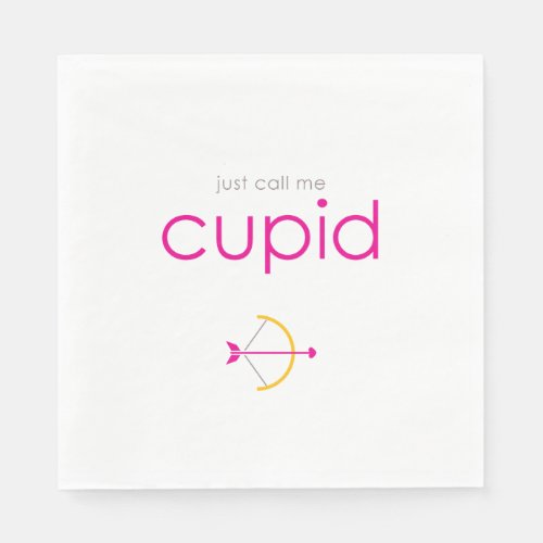 Cute Pink and Yellow Cupid Valentines Day Napkins