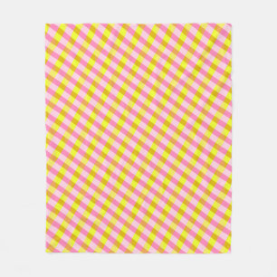 Cute Pink and Yellow Plaid Pattern Fleece Blanket