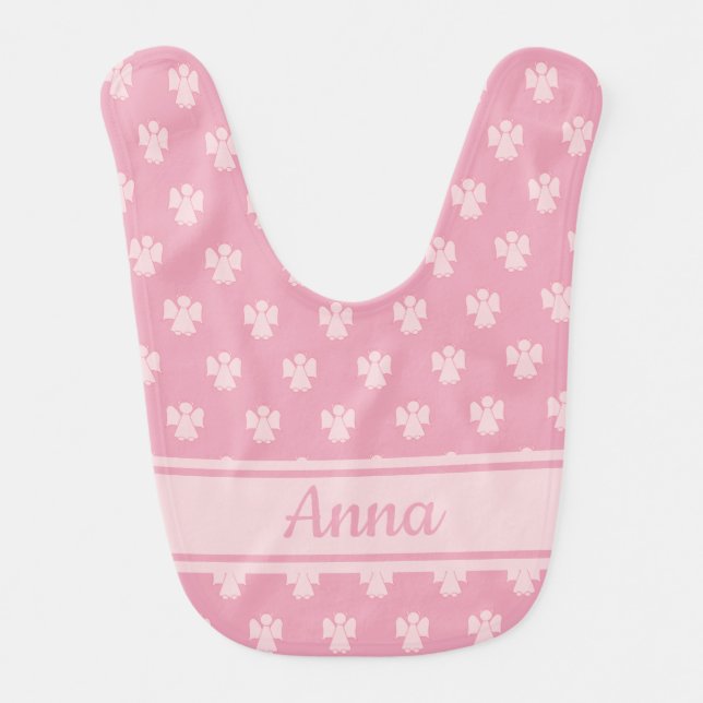 Cute pink angel pattern Baby Bib (Front)
