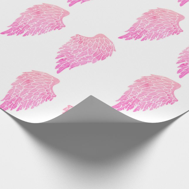 Cute Pink Angel Wings Wrapping Paper (Corner)