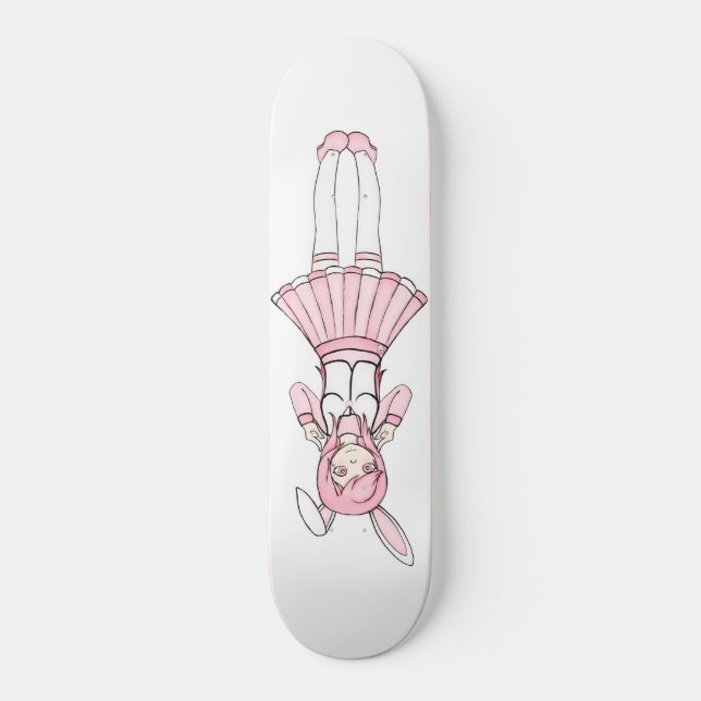 Cute Pink Anime Bunny Girl Lolita Skateboard Deck (Front)