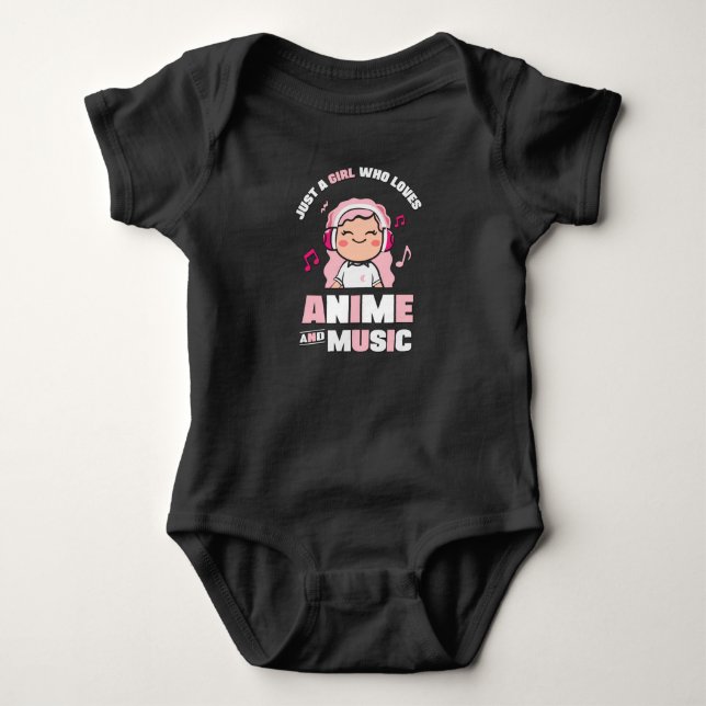Cute Pink Anime Girl | for Anime & Music Lover Baby Bodysuit (Front)