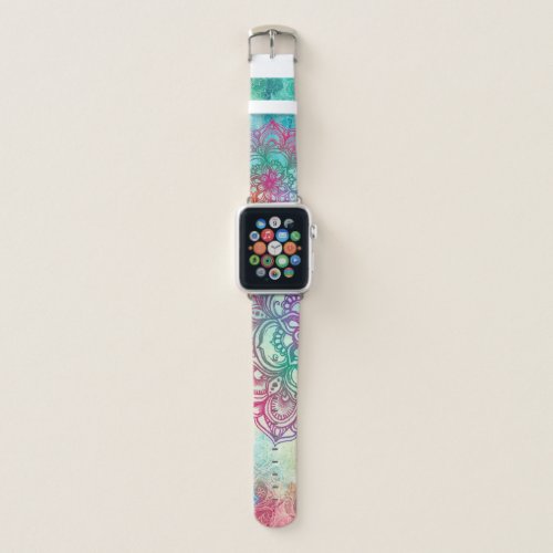 Cute Pink Aqua Maddala Pattern Apple Watch Band