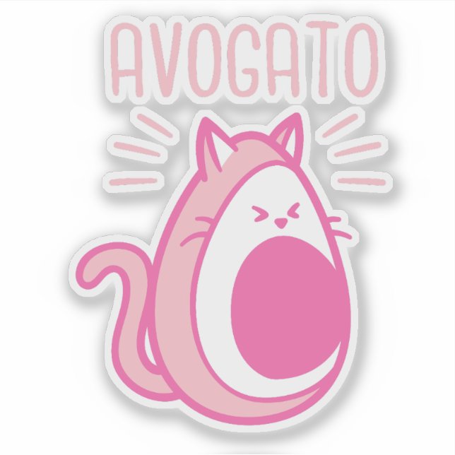 Cute Pink Avocado Cat  Sticker (Front)