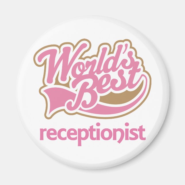 Cute Pink Award Worlds Best Receptionist Magnet (Front)