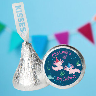 Cute Pink Axolotl Birthday Hershey®'s Kisses®