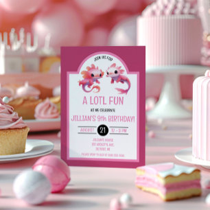 Cute Pink Axolotl Birthday Party Invitation