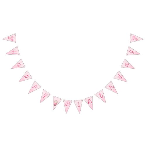 Cute Pink Axolotl Boba Tea Girl Birthday Bunting Flags