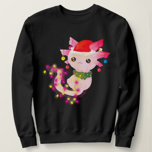 Cute Pink Axolotl in christmas lights Sweatshirt