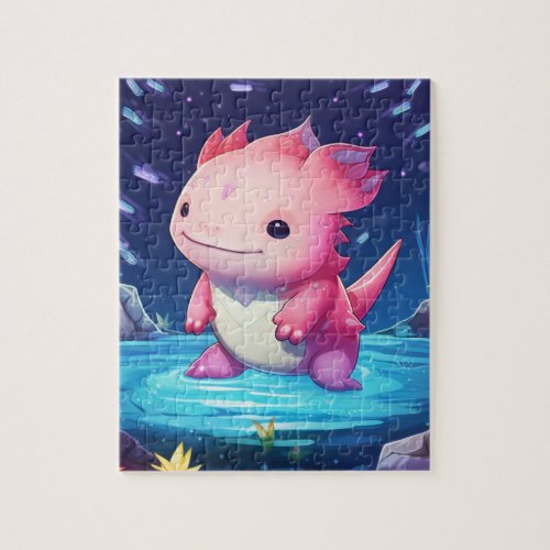 Cute Pink Axolotl Jigsaw Puzzle