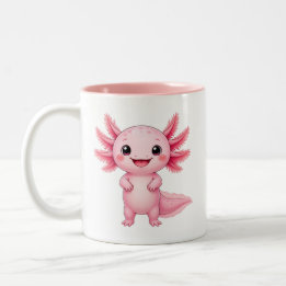 Cute Pink Axolotl Kawaii Animal Two-Tone Coffee Mug