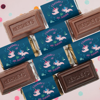 Cute Pink Axolotl Kids Birthday Hershey's Miniatures