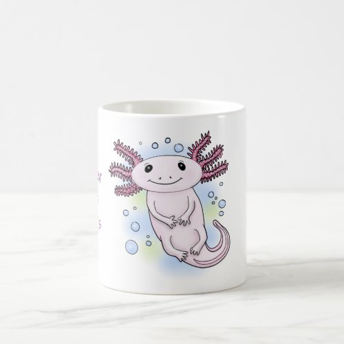 Cute pink axolotl mexican walking fish pet cartoon coffee mug