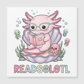 Cute Pink Axolotl Reading