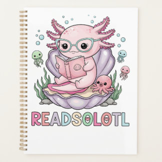 Cute Pink Axolotl Reading Planner