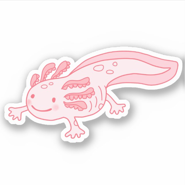 Cute Pink Axolotl Sticker (Front)