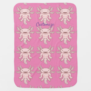 Cute Pink Axolotl Thunder_Cove Baby Blanket
