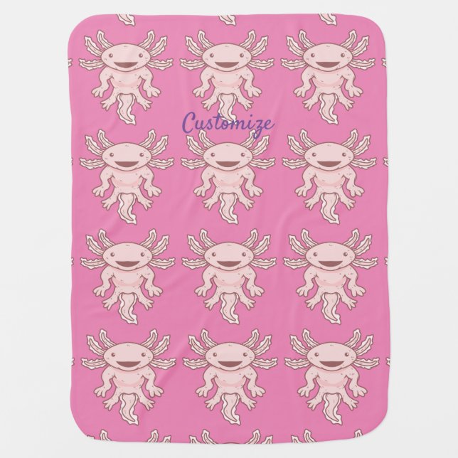 Cute Pink Axolotl Thunder_Cove Baby Blanket (Front)