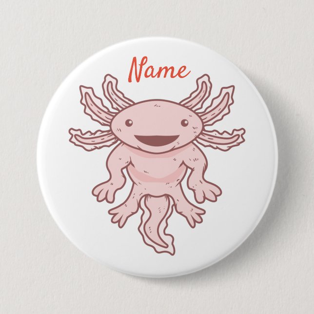 Cute Pink Axolotl Thunder_Cove  Button (Front)