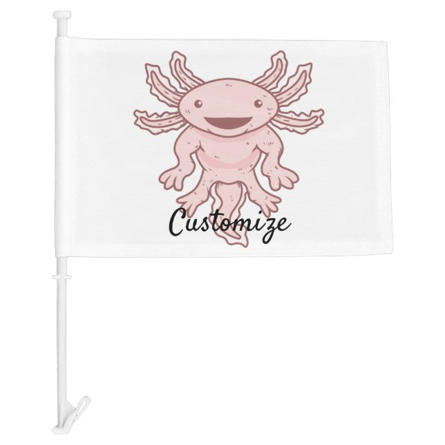 Cute Pink Axolotl Thunder_Cove Car Flag (Front)