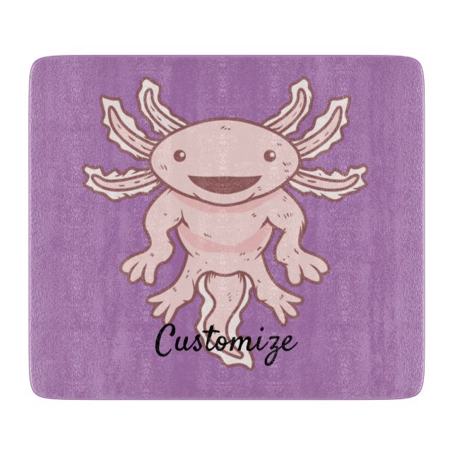 Cute Pink Axolotl Thunder_Cove Cutting Board (Front)