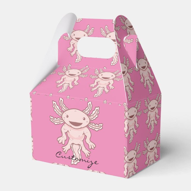 Cute Pink Axolotl Thunder_Cove Favor Boxes (Front Side)