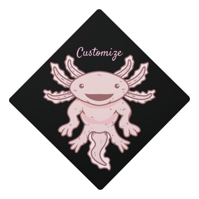 Cute Pink Axolotl Thunder_Cove  Graduation Cap Topper (Front)