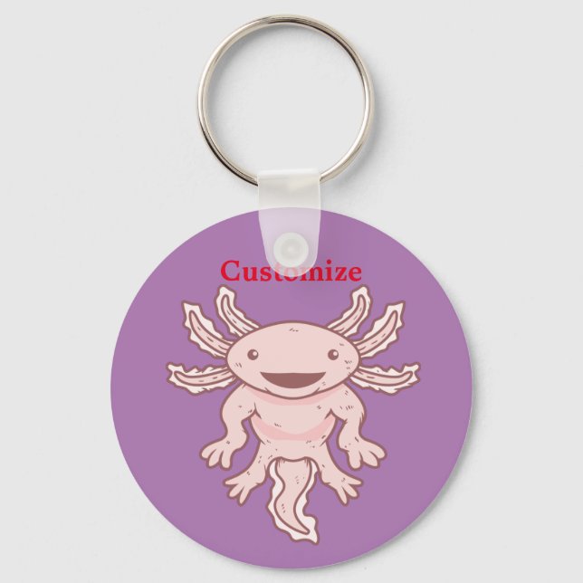 Cute Pink Axolotl Thunder_Cove Keychain (Front)