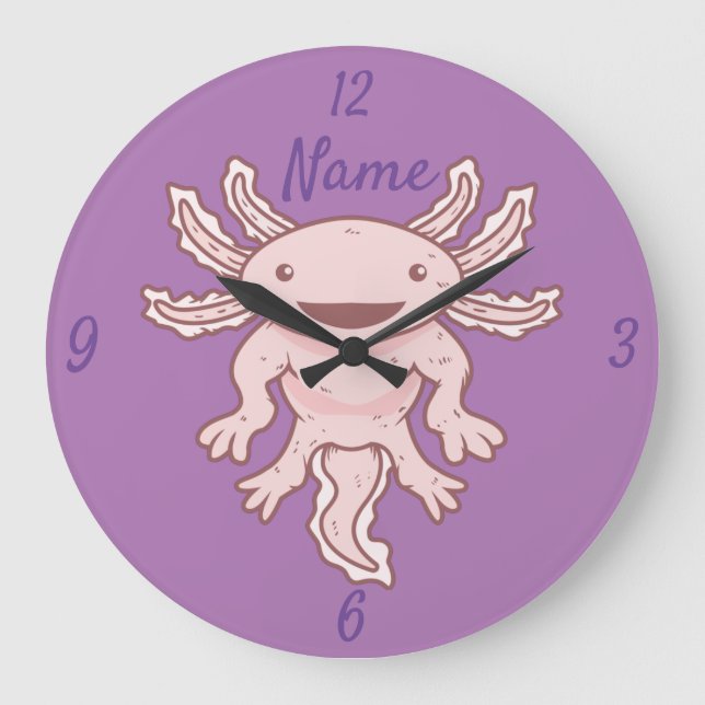 Cute Pink Axolotl Thunder_Cove Large Clock (Front)