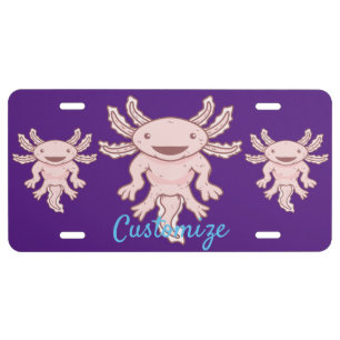 Cute Pink Axolotl Thunder_Cove License Plate