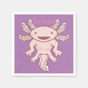 Cute Pink Axolotl Thunder_Cove  Napkins