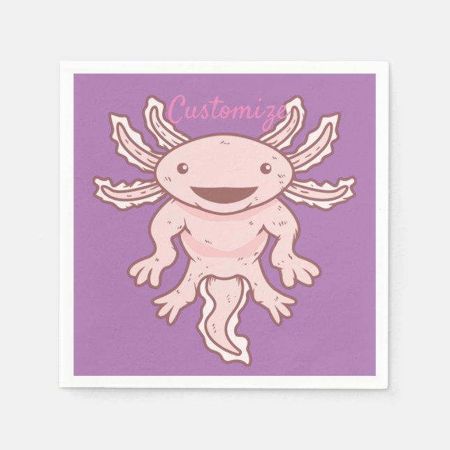 Cute Pink Axolotl Thunder_Cove  Napkins (Front)