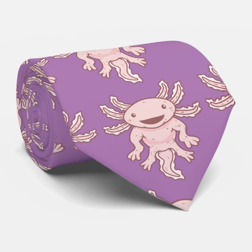 Cute Pink Axolotl Thunder_Cove Neck Tie