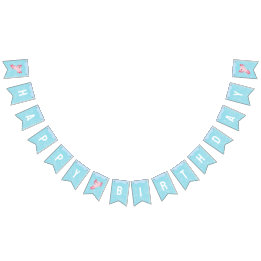 Cute Pink Axolotl Underwater Birthday Party Bunting Flags