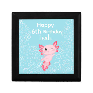 Cute Pink Axolotl Underwater Bubbles Birthday Keep Gift Box
