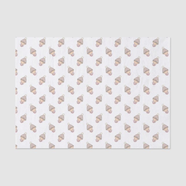 Cute Pink Babies Pattern Tissue Paper (Front)