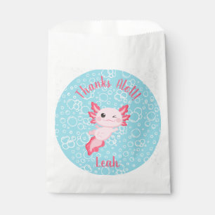 Cute Pink Baby Axolotl Birthday Party Favor Bag