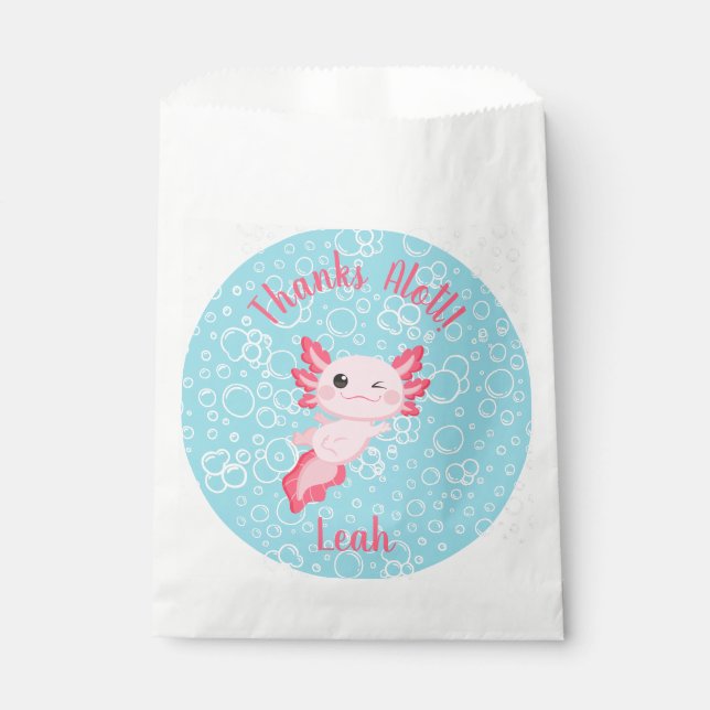 Cute Pink Baby Axolotl Birthday Party  Favor Bag (Front)