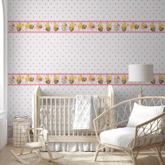 Cute Pink Baby Bee Nursery For Baby Girl Wallpaper