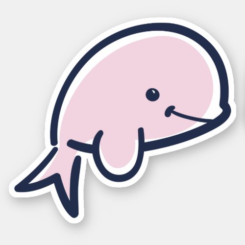 Cute Pink Baby Beluga Whale Cartoon Scrapbook Sticker