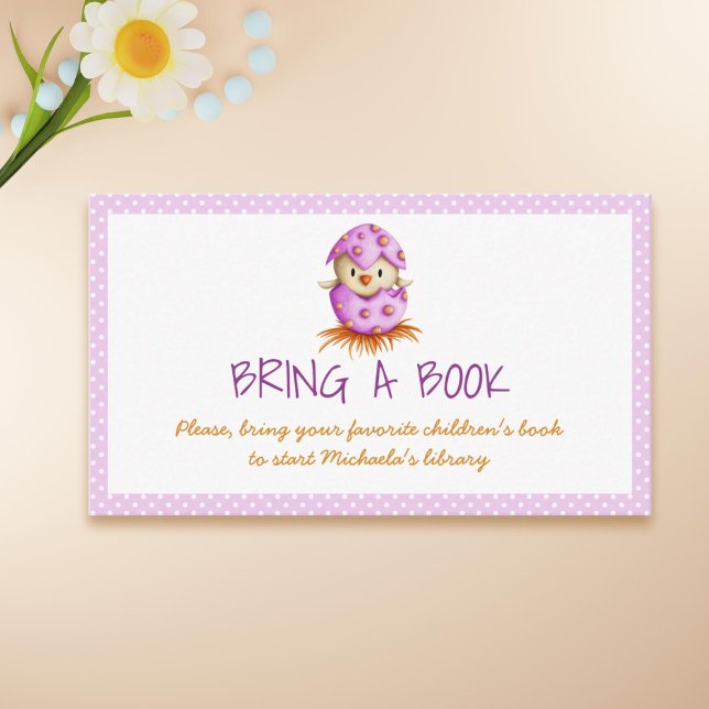 Cute Pink Baby Bird Hatching Bring a Book Enclosure Card (Creator Uploaded)