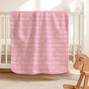 Cute Pink Baby Blanket with Name for Girl