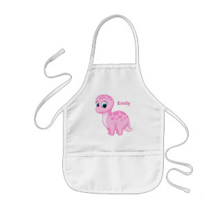 Cute Pink Baby Brontosaurus Dinosaur Kids' Apron