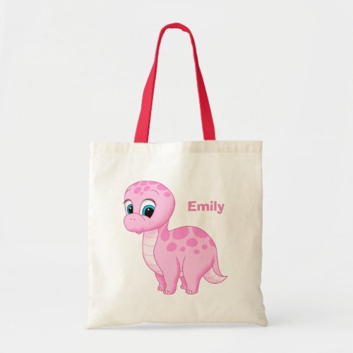 Cute Pink Baby Brontosaurus Dinosaur Tote Bag