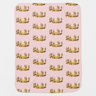 Cute Pink Baby Crowns Pattern Blanket